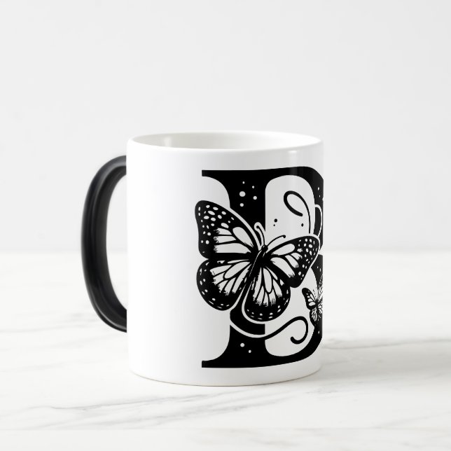 Caneca Mágica B Alphabet black butterfly (Frente Esquerda)