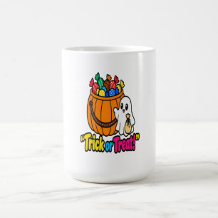 Caneca Mágica Balde de Doces de Halloween do Fantasminha Bonito