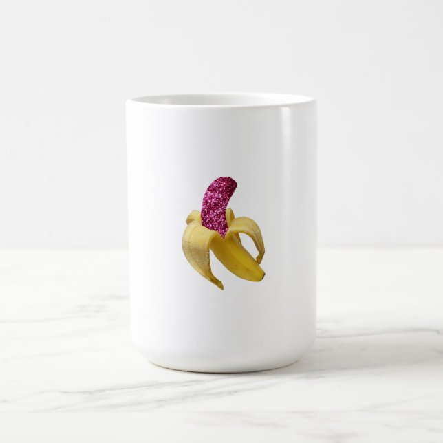 Caneca Mágica Banana com brilho rosa sujo parece deliciosa (Center)