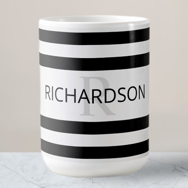 Caneca Mágica Bandas de Ombre Silver Faux Contemporâneas & Preta (Criador carregado)