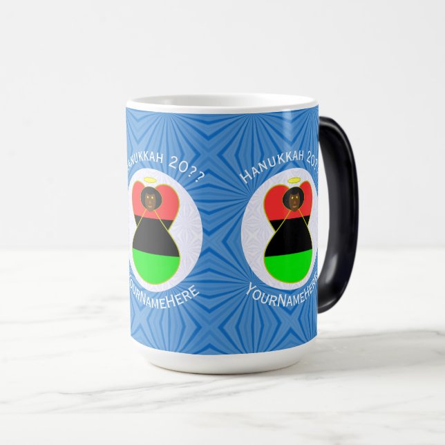 Caneca Mágica Bandeira Afro-Diáspora Angel Hanukkah Personalizad (Frente Esquerda)