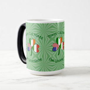 Caneca Mágica Bandeira Americano Irlandês Húngaro Trevo