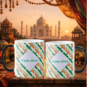 Caneca Mágica Bandeira da Índia Personalizada em Mosaico 