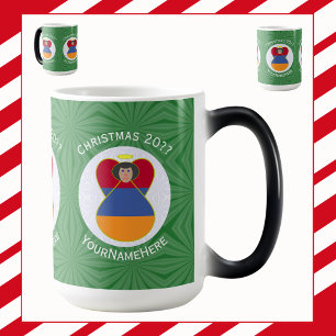 Caneca Mágica Bandeira de Natal do Anjo Armênio Personalizada