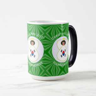 Caneca Mágica Bandeira de Natal do Anjo Coreano (Sul) Personaliz