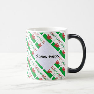 Caneca Mágica Bandeira galesa personalizada em azulejos