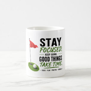 Caneca Mágica Bandeira Vermelha de Golfe Tipografia de Design de