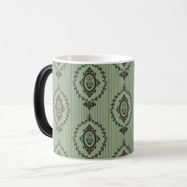 Caneca Mágica Baroque Wallpaper in Green (Frente Esquerda)