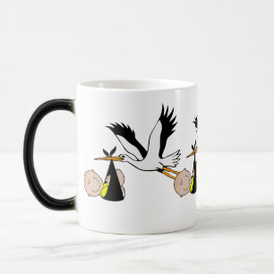 Caneca Mágica Bebê e cegonha recém-nascidos