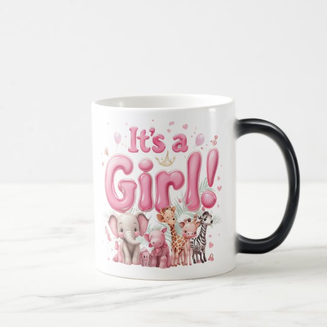 Caneca Mágica "Bebê Rosa Safari - É uma Rapariga!" Magic Reveal  (Direita)