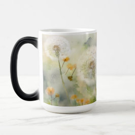 Caneca Mágica BELAS FLORES DE DANDELION EM Aquarela PASTEL