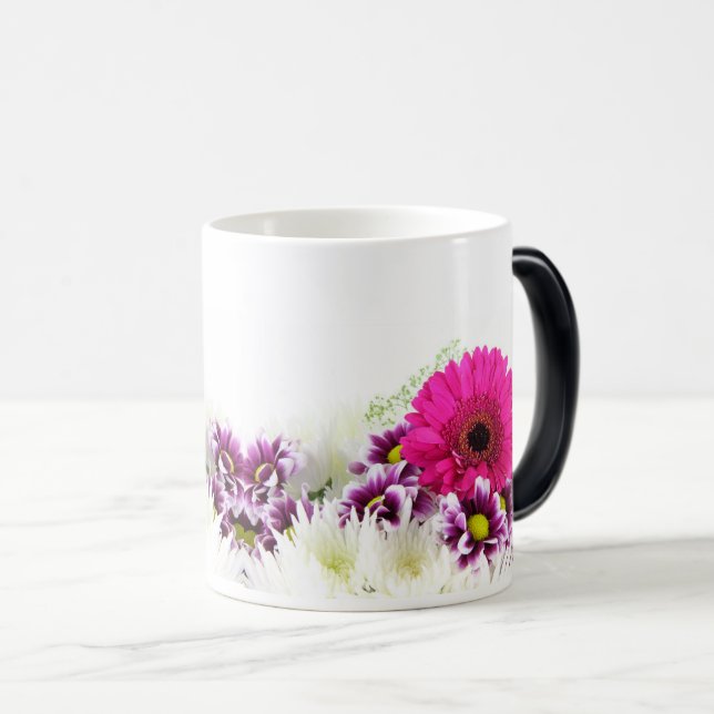 Caneca Mágica Beleza Floral: Abstrato de Arte de Lavagem por Aqu (Frente Esquerda)