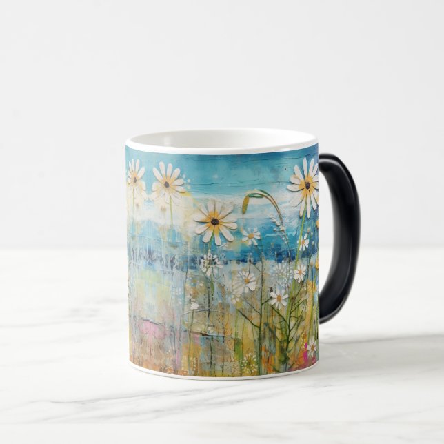 Caneca Mágica Beleza Floral: Abstrato de Arte de Lavagem por Aqu (Frente Esquerda)