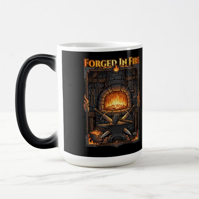 Caneca Mágica Bigorna da Forja do Ferreiro Épico e Espadas Arte  (Esquerda)
