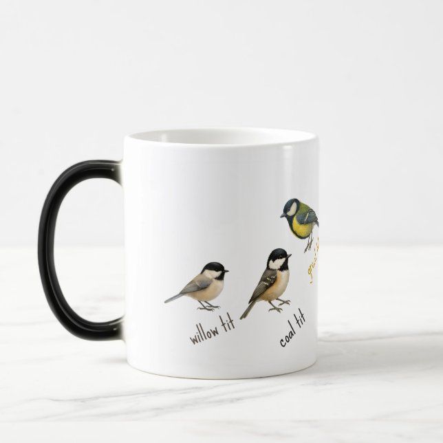 Caneca Mágica Bird Mug – Garden Birds Watercolour Coffee Cup (Esquerda)