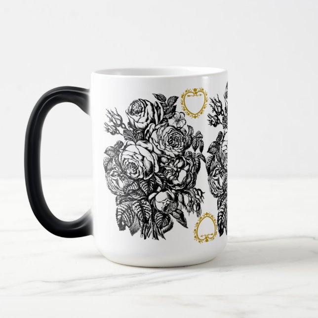 Caneca Mágica Black and white Rose Love Mug (Esquerda)