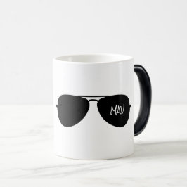 Caneca Mágica Black Aviator Sunglass Nome inicial do piloto pers