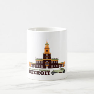 Caneca Mágica Boa vinda a Detroit. Michigan - logotipo da cor