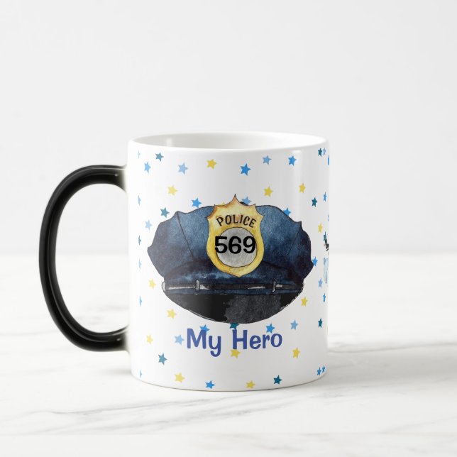 Caneca Mágica Boné Azul Fofo da Polícia (Esquerda)