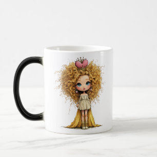 Caneca Mágica Boneca Princesa Ruiva Arte de Conto de Fadas Fofo