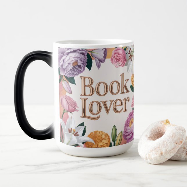 Caneca Mágica Book Lover White Floral Mug (Com Donut)