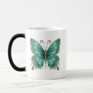 Caneca Mágica Borboleta Elegante Turquesa Morphing