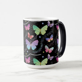 Caneca Mágica Borboletas Roxas e Azuis Brilhantes