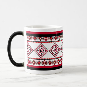 Caneca Mágica Bordado de Vyshyvanka, Ucraniano, Mug Red Black