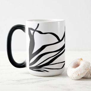 Caneca Mágica Bouquet Branco: Abstrato Preto e Branco