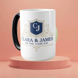 Caneca Mágica Bride And Groom Monogram Names Elegant Weeding