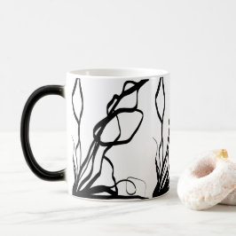Caneca Mágica Buquê Blanc: Abstrato branco e preto