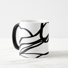 Caneca Mágica Buquê Blanc: Abstrato branco e preto