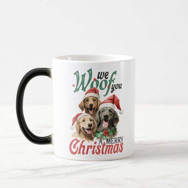 Caneca Mágica Cachorro adora café de Natal (Esquerda)