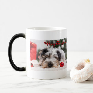 Caneca Mágica Cachorro de Natal Terrier Bonito Diversão Adorável