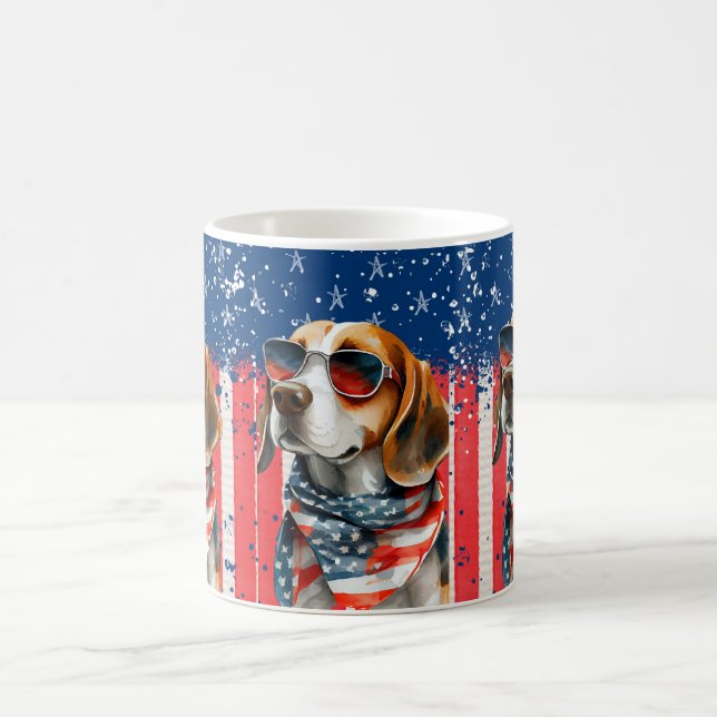 Caneca Mágica Cachorro Patriótico EUA Design (Centro)
