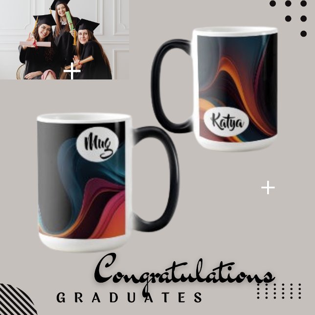 Caneca Mágica Café Abstrato Wave Liquid e Personalizado (Mugs for the graduates)