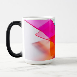 Caneca Mágica Camadas de Vidro Abstratas Rosa Azul Neon Modernas