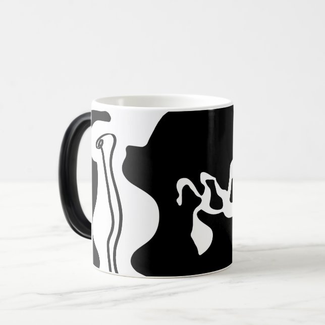 Caneca Mágica Câmara de Deslocamento: Abstrato preto, branco e v (Frente Esquerda)