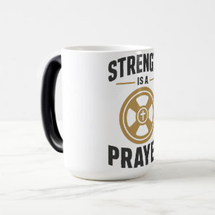 Caneca Mágica Camisa de Força é uma Oração Camiseta Cristã de