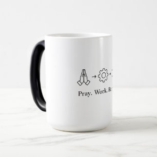 Caneca Mágica Camisa Rezar Trabalhar Repetir Motivação Baseada