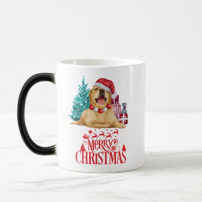 Caneca Mágica Cão de natal bonito (Esquerda)