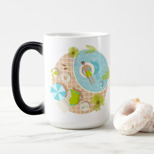 Caneca Mágica Cara de natação na praia tropical de verão