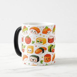 Caneca Mágica Caracteres de sushi de comida kawaii fofinhos, bra