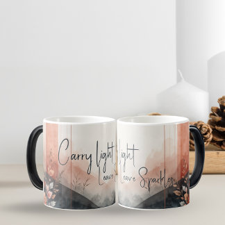 Caneca Mágica Carry Light,Leave Sparkles Mug-Watercolor Floral 
