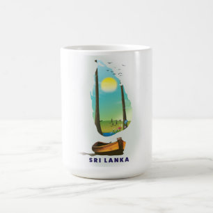 Caneca Mágica Cartaz de turismo com mapa ilustrado do Sri Lanka.