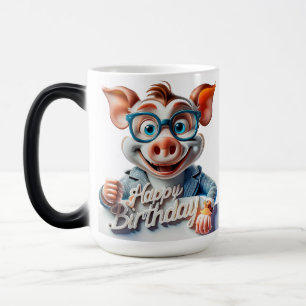 Caneca Mágica Cartoon Feliz Aniversário Ilustração Bonitinha