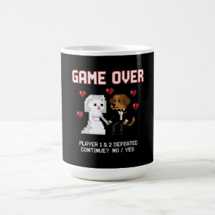 Caneca Mágica Casamento de Casal Gamer Divertido 'Game Over' Pix