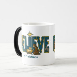 Caneca mágica Cena de Natal Believe