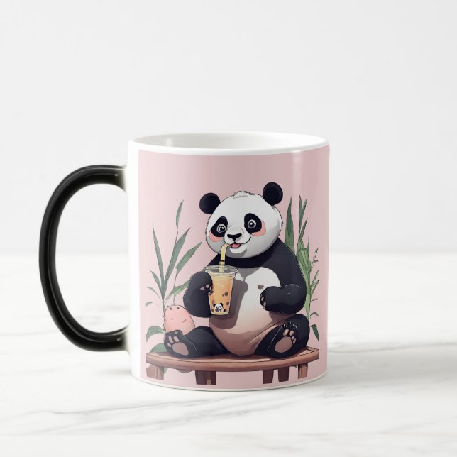 Caneca Mágica Chá de bolha de bebendo de Panda, chá de boba (Esquerda)