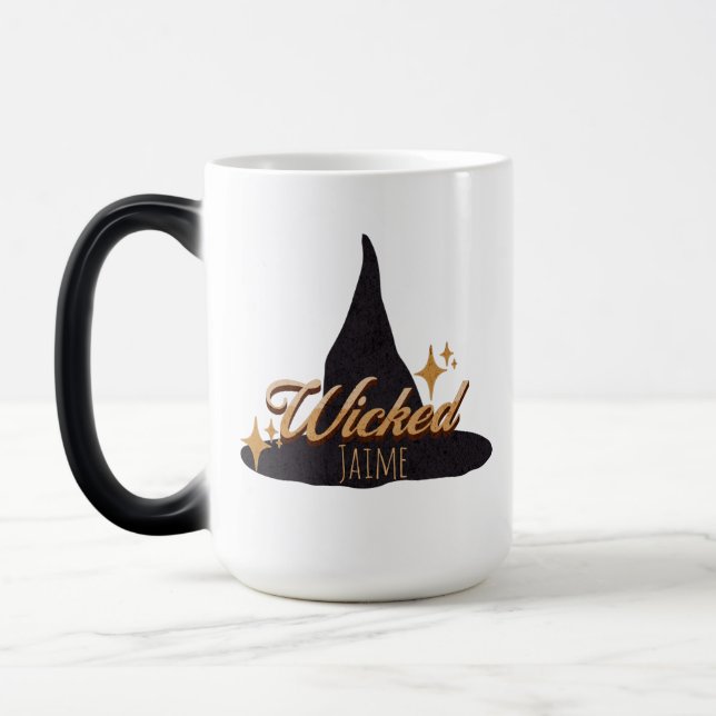 Caneca Mágica Chapéu de Bruxa Retro Nome Sinistro     (Esquerda)